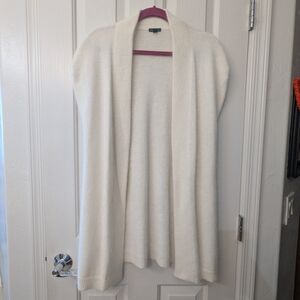 Ann Taylor Angora Cream Open-Front Cardigan Vest
